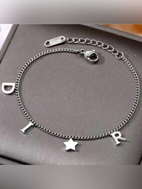 Silver Plated Stainless Steel Letter Charm Bracelet – Star Accent